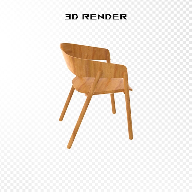 Classic wooden chair 3d rendering on transparent background psd