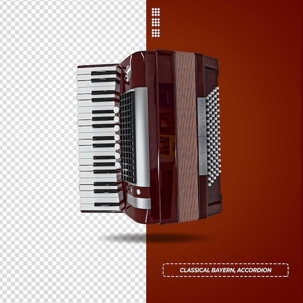 Classical bayern, accordion, harmonica, harp-jews. musical instrument. 3d rendering