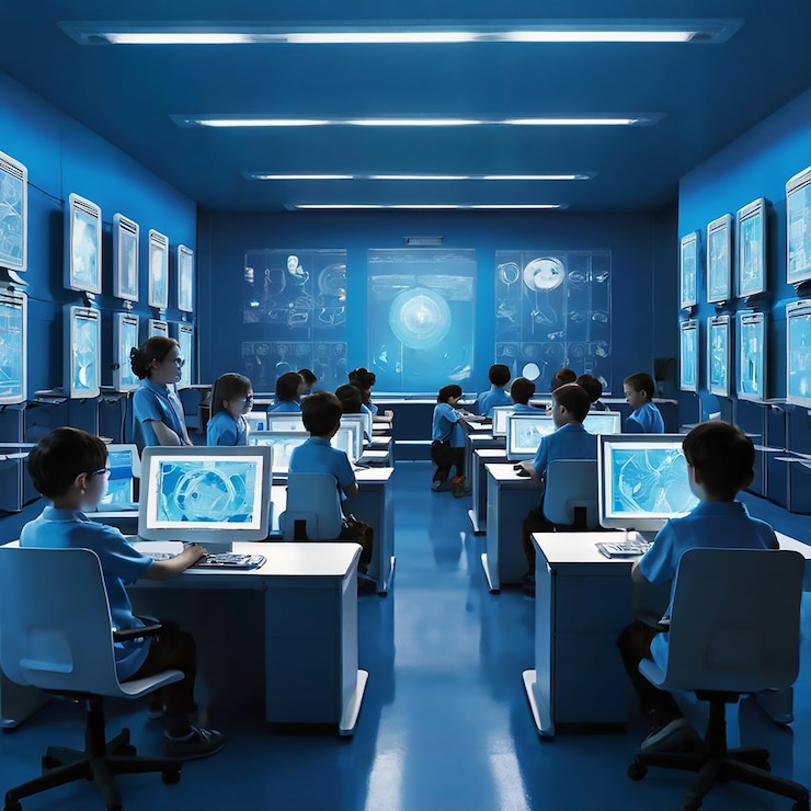 PSD a classroom with students in the middle of the room with the students in the back