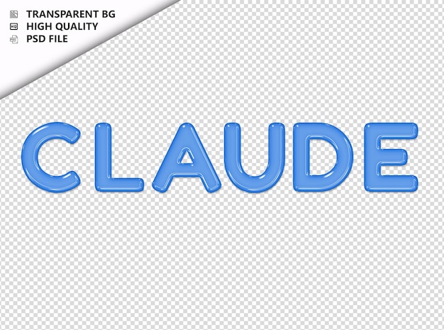 PSD claude typografia tekst błyszczące szkło psd przezroczyste