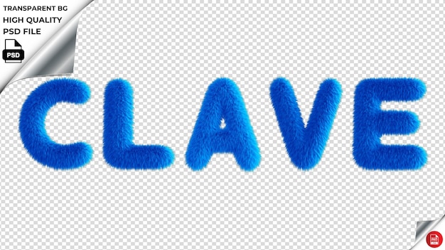 Clave typography blue fluffy text psd transparent