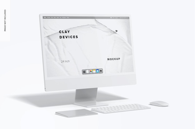 粘土 24 インチ コンピューター モックアップ左側面図