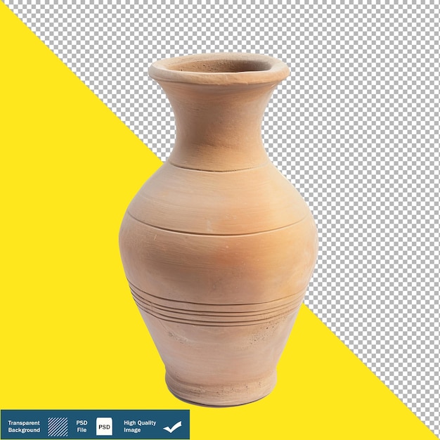 Clay ceramic vase on white background transparent background png psd