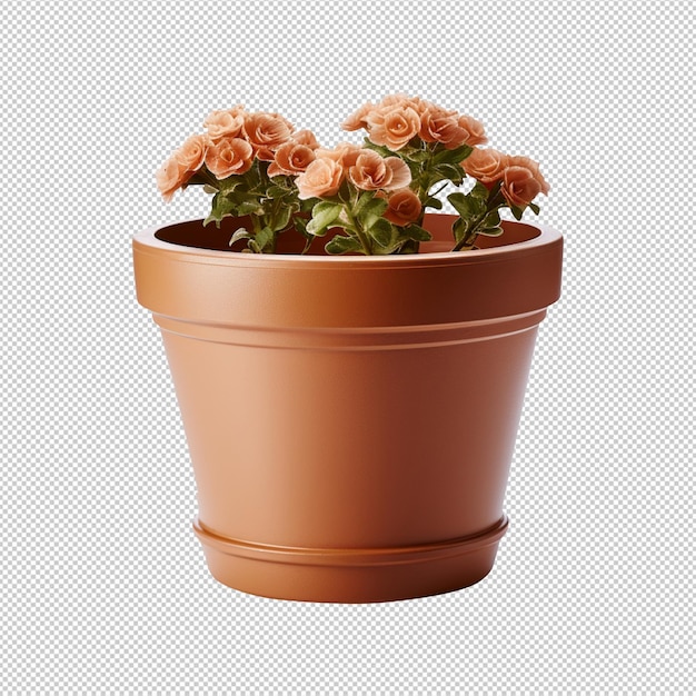 A clay flower pot isolated on transparent background