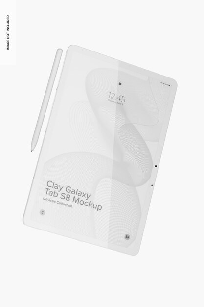 PSD clay galaxy tab s8 mockup, floating