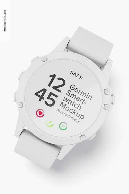 Clay garmin sport smartwatch mockup, top view