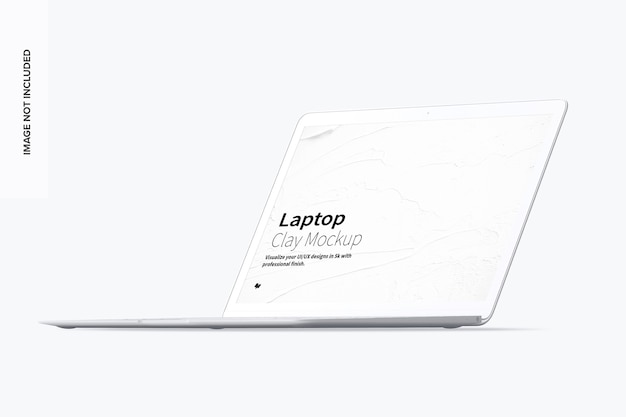 Clay laptop mockup rechtsvooraanzicht