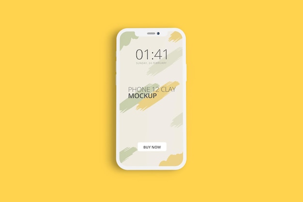 PSD clay phone screen mockup design isolated