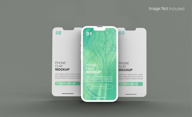 Clay realistic phones mockup design isolated render PSD
