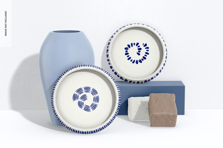 PSD clay salad bowls mockup leaned