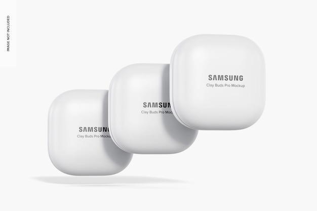 PSD clay samsung galaxy buds pro mockup, floating