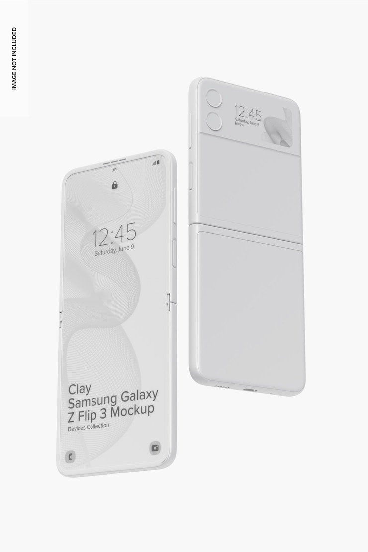 PSD clay samsung galaxy z flip 3 mockup, side view