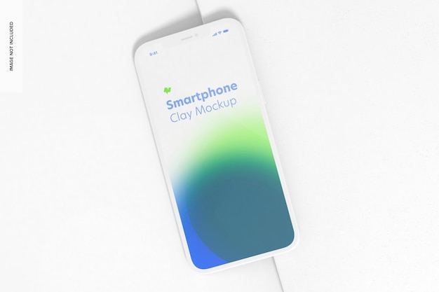 PSD clay smartphone mockup, perspective