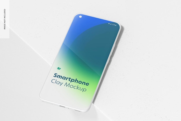 PSD clay smartphone mockup, prospettiva