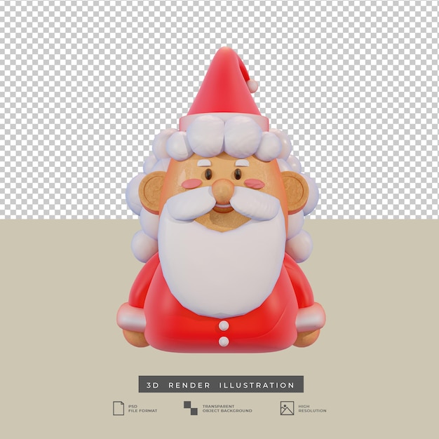 Illustrazione 3d di babbo natale carino in stile argilla