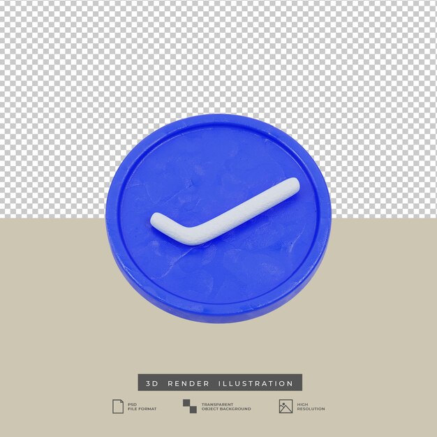 Clay style verified blue mark icon 3d illustration