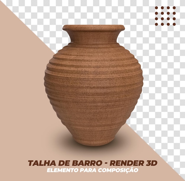 A clay vase with the word " talka de barro " on the bottom.