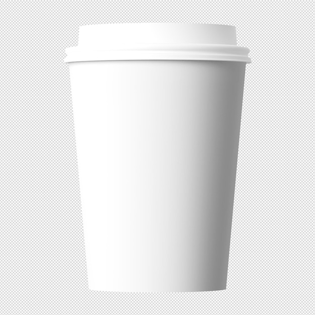 Чистая и пустая белая бумажная чашка для кофе без фона шаблон для макета с белой крышкой