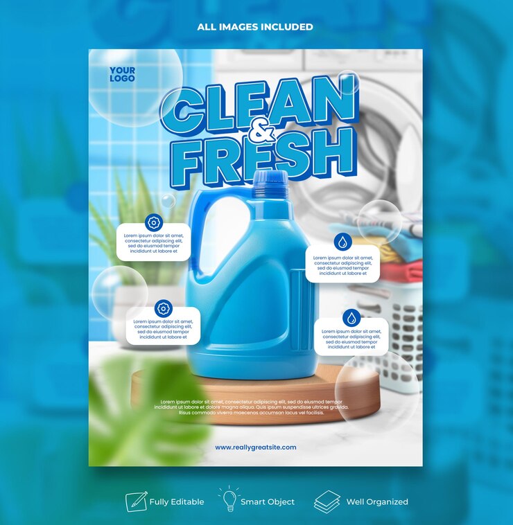 clean and fresh laundry social media banner template