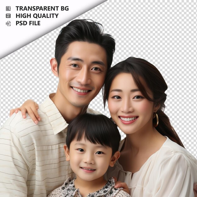 PSD clean asian family ultra realistic style white background