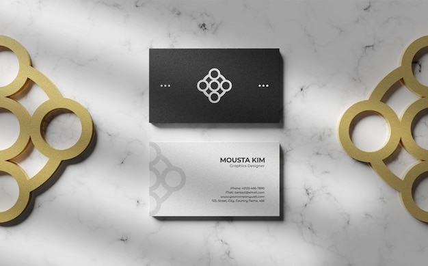 Clean black and white business card mockup