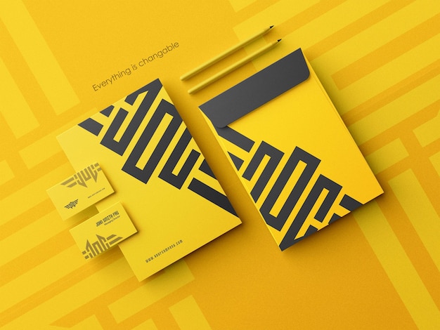 PSD clean business card with envelope mockup a4 size