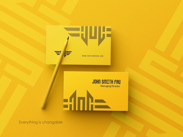 PSD clean business card with pencil mockup