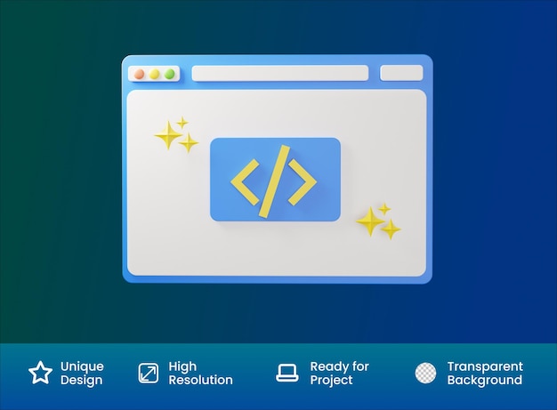 PSD クリーンコードプログラミング3dイラストレーション