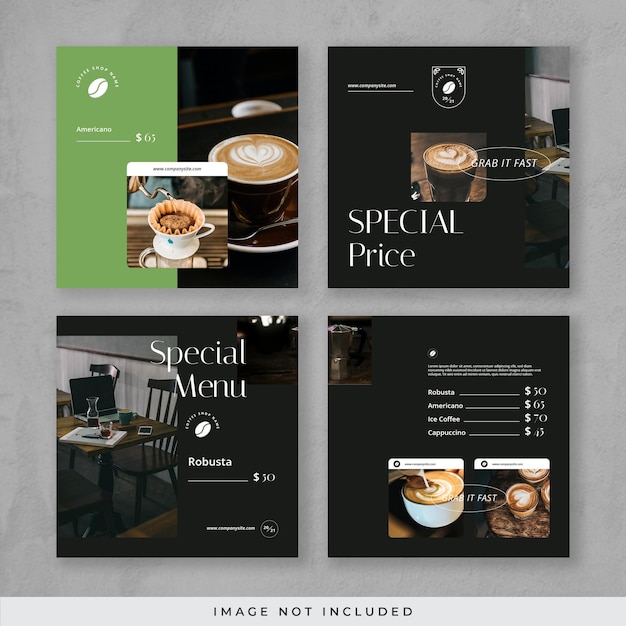 PSD clean coffee shop instagram post