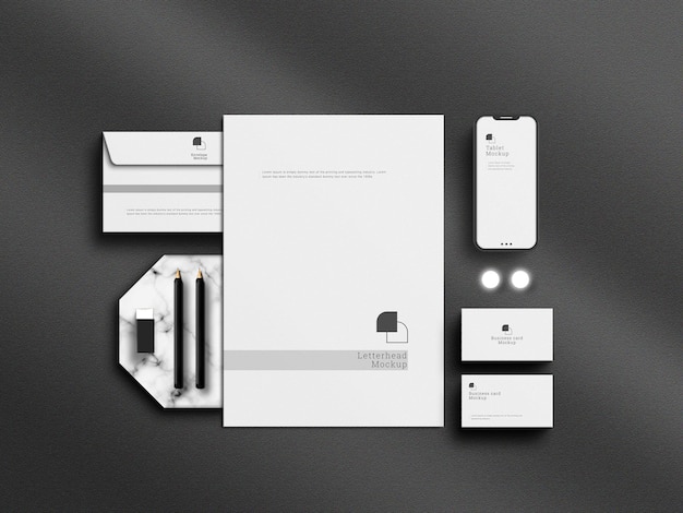 clean corporate stationery branding mockup isolated