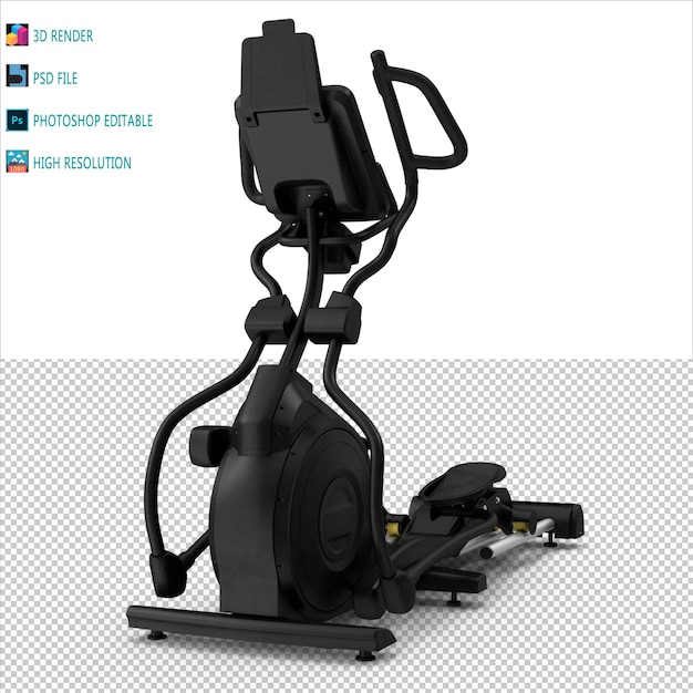 PSD clean elliptical gym equipment 3d render psd