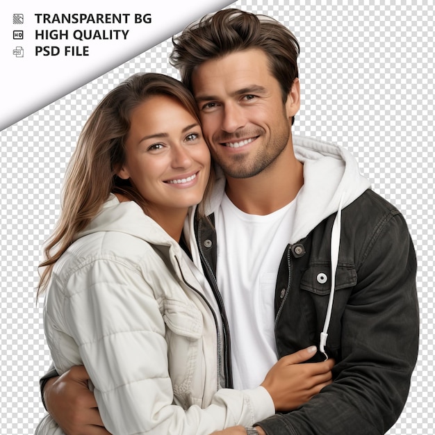 PSD clean european couple ultra realistic style white backgro