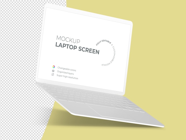 Clean floating laptop screen mockup template