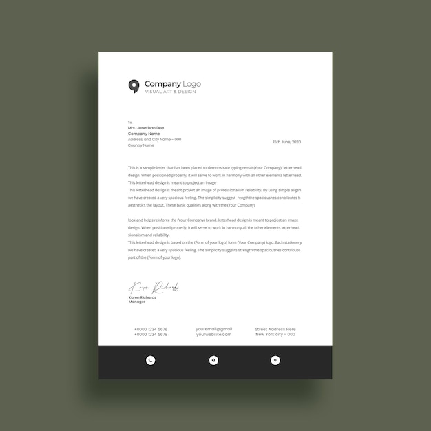 PSD clean formal letterhead design template psd