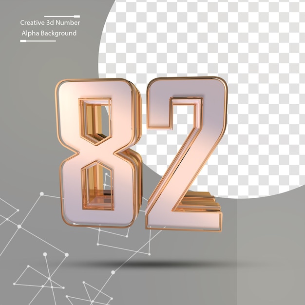 Clean gold 3d number 82