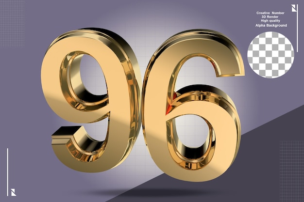 PSD clean gold 3d number 96