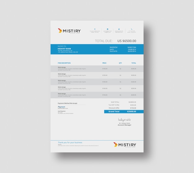 Clean Invoice Design Template