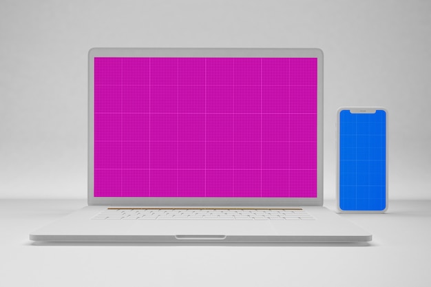 PSD クリーンなラップトップとモバイルモックアップ