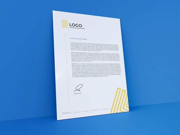 Clean Letterhead Mockup 3D Render 