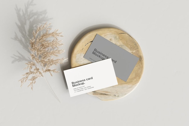 PSD clean m inimal business card with flower mockup