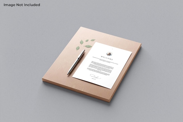 Mockup di carta a4 minimo pulito su legno