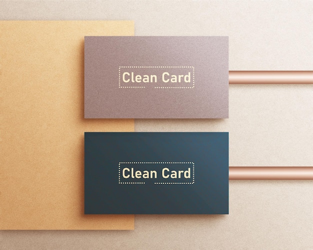 Чистый минимальный макет визитки и золотая фольга
