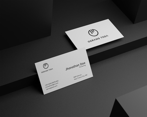 clean minimal business card mockup on black background