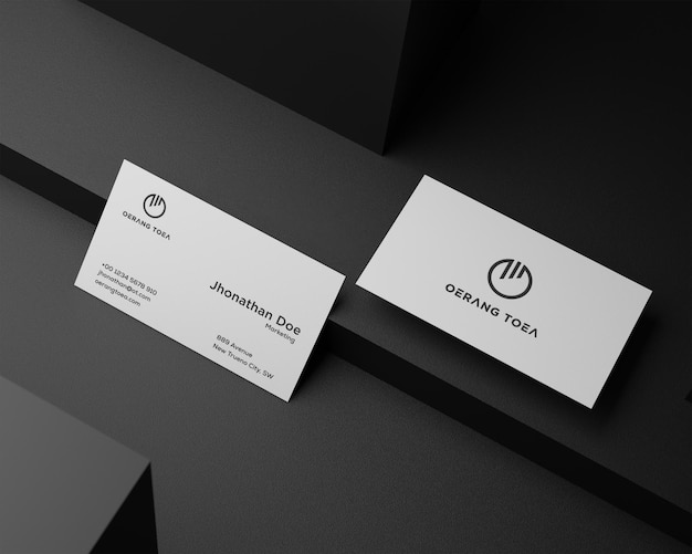 Clean minimal business card mockup on black background