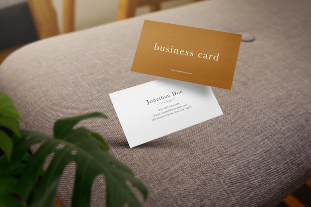 Clean minimal business card mockup floating on