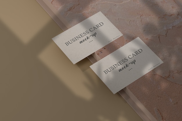 Clean minimal business card mockup with shadow overlay