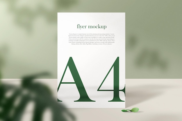 PSD clean minimal business paper a4 stand with leaves