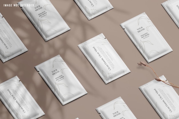 PSD clean minimal editable wet wipes package psd mockup