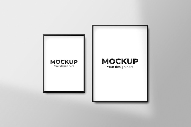 Clean minimal frame mockup on the wall with shadow