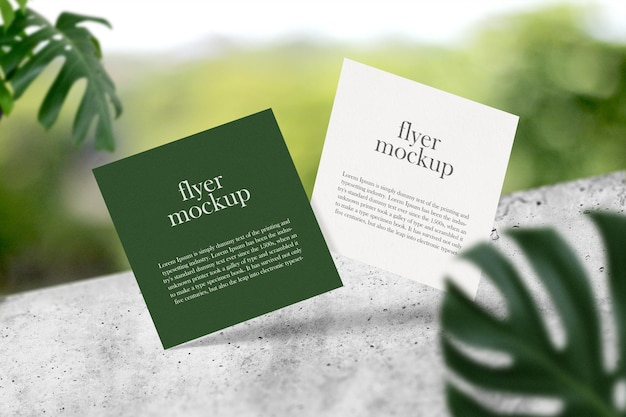 PSD mockup di volantino quadrato minimo pulito su sfondo verde